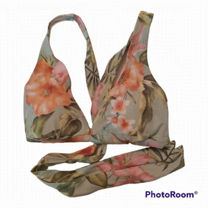 Kona Sol Women's Floral Print Bikini Top Size Small